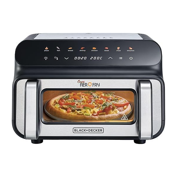 BLACK+DECKER Digital Air Fryer Oven 10.5 Liter 1500 Watt Black Silver - PGAF105-B5 ( International Warranty)
