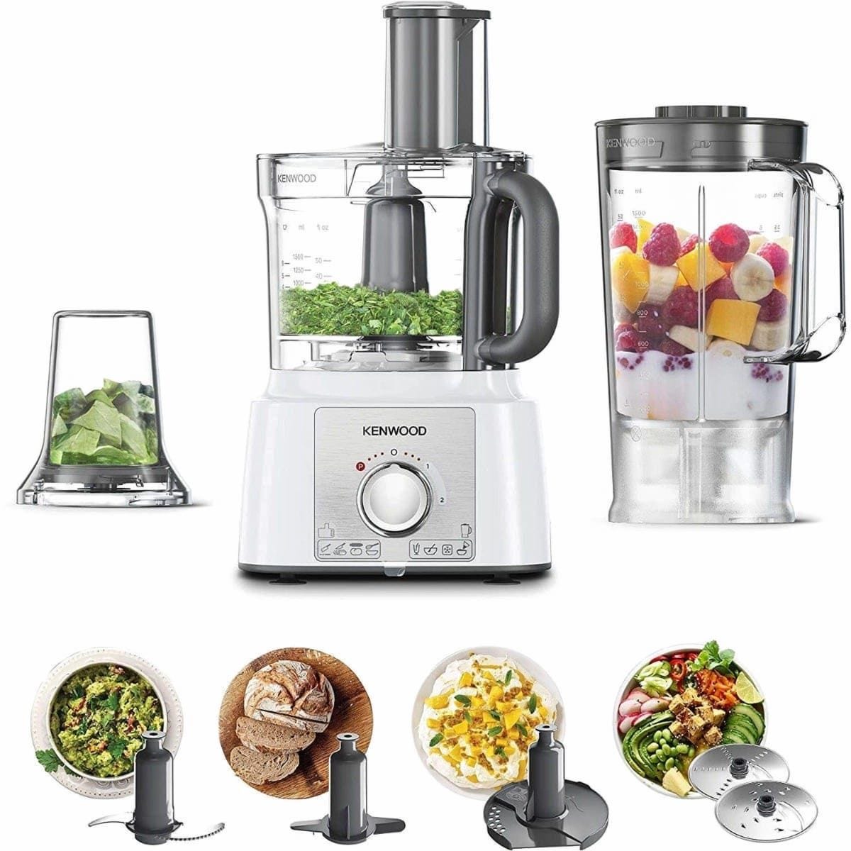 محضر طعام كينوود MultiPro Express، بسعة 1.5 لتر، 1000 وات، ابيض - FDP65.400WH