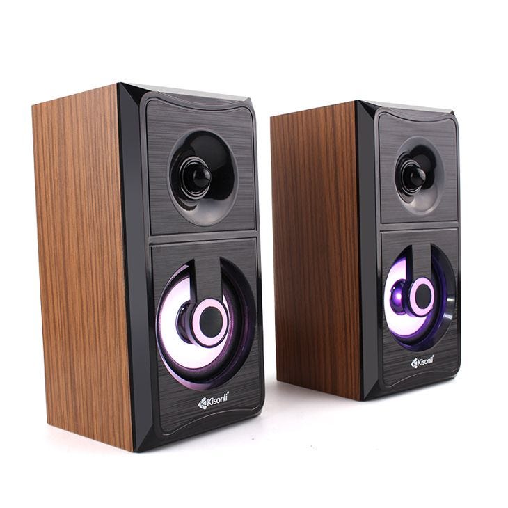 Kisonli Wired Computer Speaker, 2 Units (Brown)