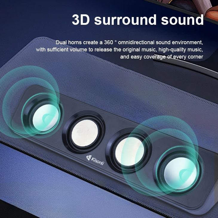Kisonli Wired USB Computer Soundbar