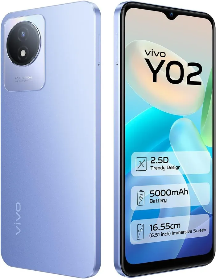 Y02 Sim Vivo Y02 Dual SIM, 32GB, 3GB RAM, 4G LTE - Blue