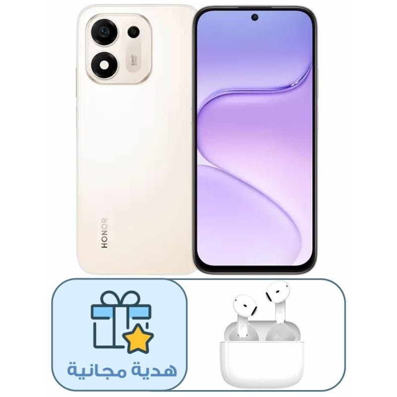 Honor X7e Plus (128GB, 6GB RAM, Desert Gold, with Choice Earbuds X 7 E Active)