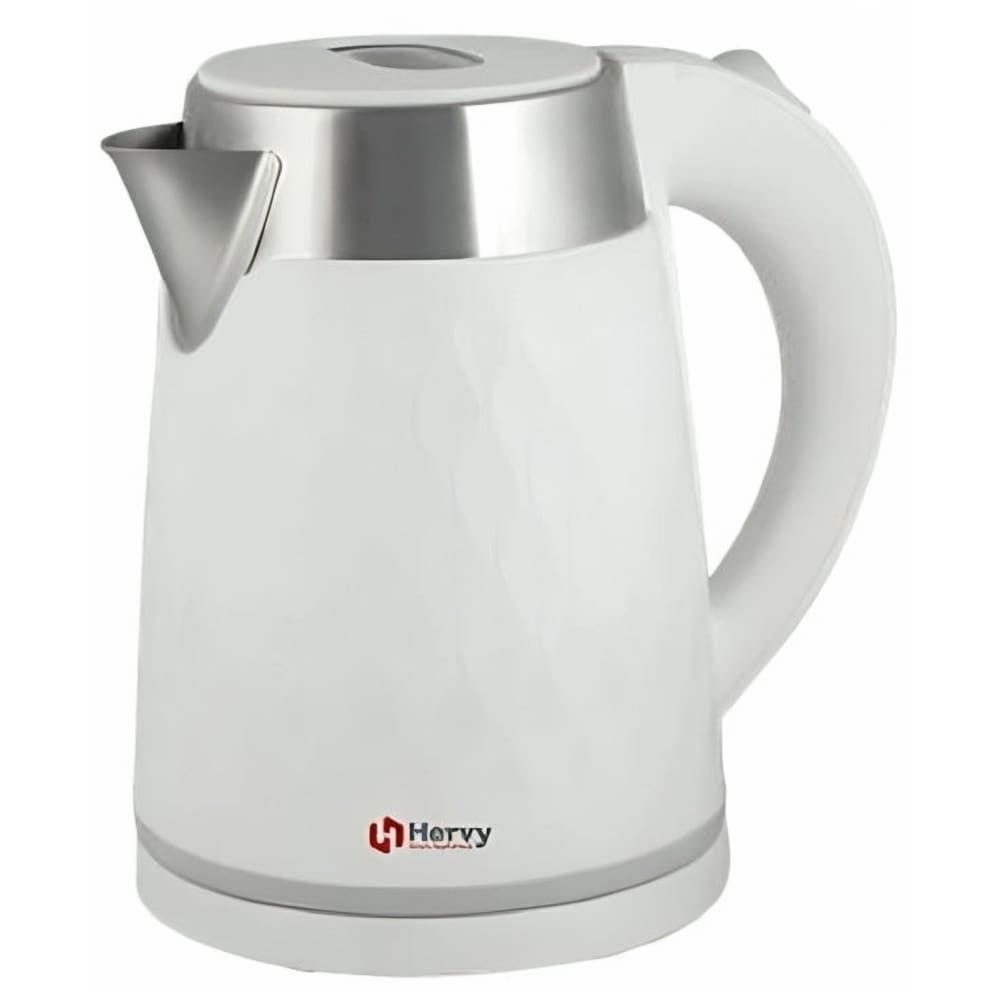 Hervy Crystal Stainless Steel Electric Kettle, 1.7 Liter, 1500 Watt - White