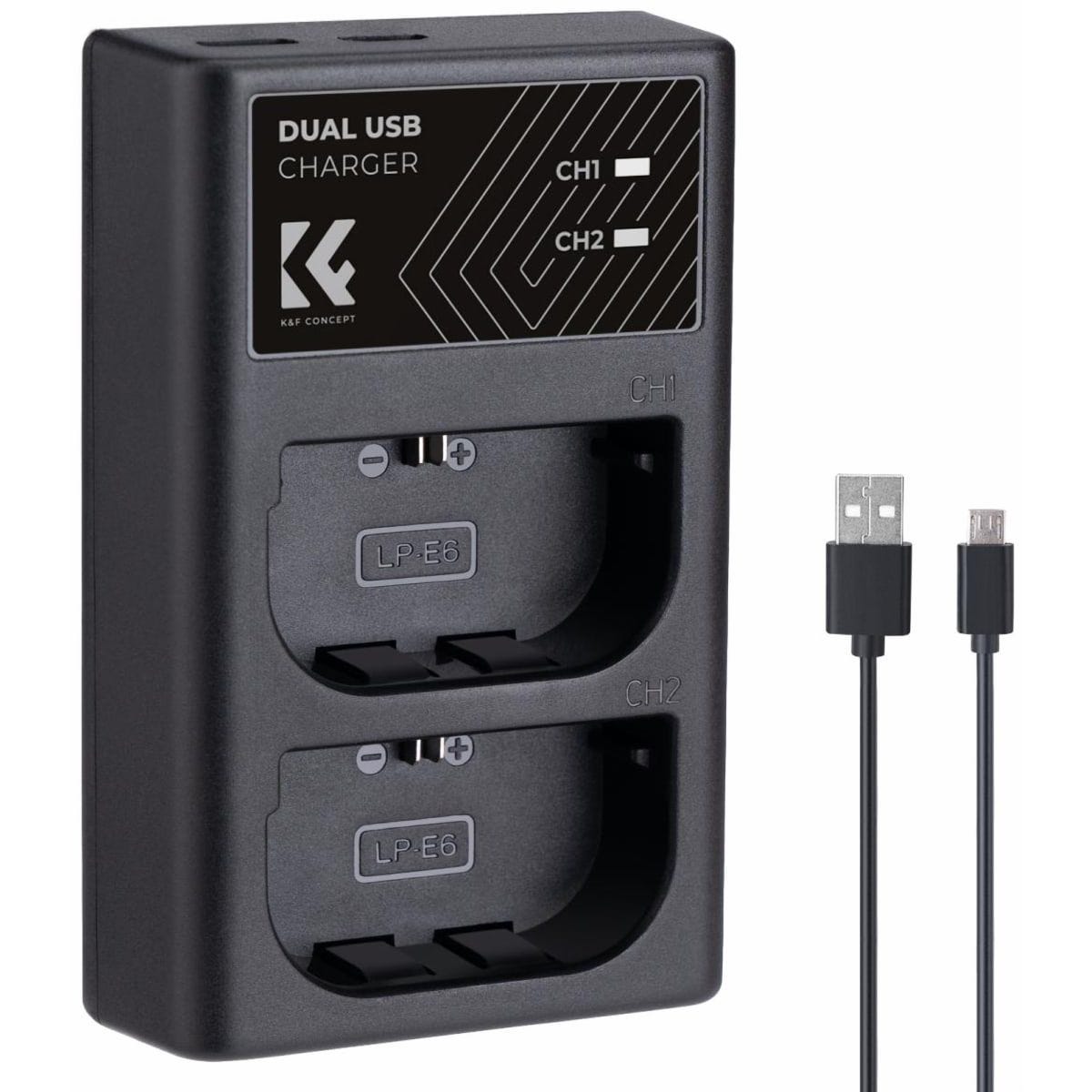 K&F KF28.0007 camera battery charger for LP-E6 batteries